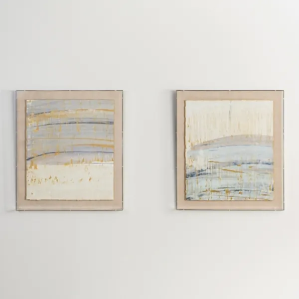 Framed Art-Kirkland's Home Serenity Blue I Shadowbox Art Print Ivory/Blue/Gold