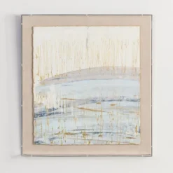 Framed Art-Kirkland's Home Serenity Blue Ii Shadowbox Art Print Ivory/Blue/Gold