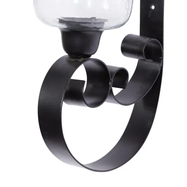 Sconces-Kirkland's Home Shayne Black Iron Scroll Sconce
