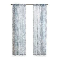 Curtains & Drapes-Kirkland's Home Sheer Blue Botanical Curtain Panel Set, 95 In. White/Blue