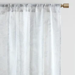 Curtains & Drapes-Kirkland's Home Sheer Botanical Curtain Panel Set, 84 In. White
