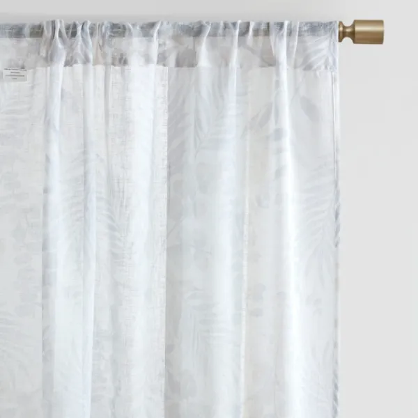 Curtains & Drapes-Kirkland's Home Sheer Botanical Curtain Panel Set, 84 In. White