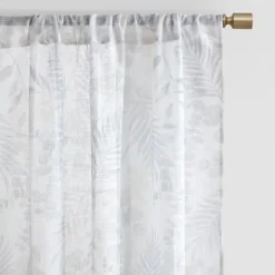 Curtains & Drapes-Kirkland's Home Sheer Botanical Curtain Panel Set, 84 In. White