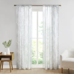 Curtains & Drapes-Kirkland's Home Sheer Botanical Curtain Panel Set, 95 In. White