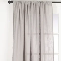 Curtains & Drapes-Kirkland's Home Sheer Dark Linen Curtain Panel, 96 In. Gray
