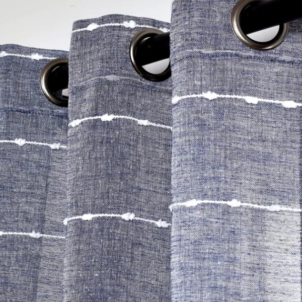 Curtains & Drapes-Kirkland's Home Sheer Navy Textured Curtain Panel Set, 84 In. Blue