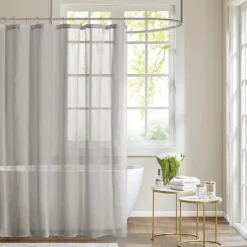 Shower Curtains-Kirkland's Home Sheer Shower Curtain Gray