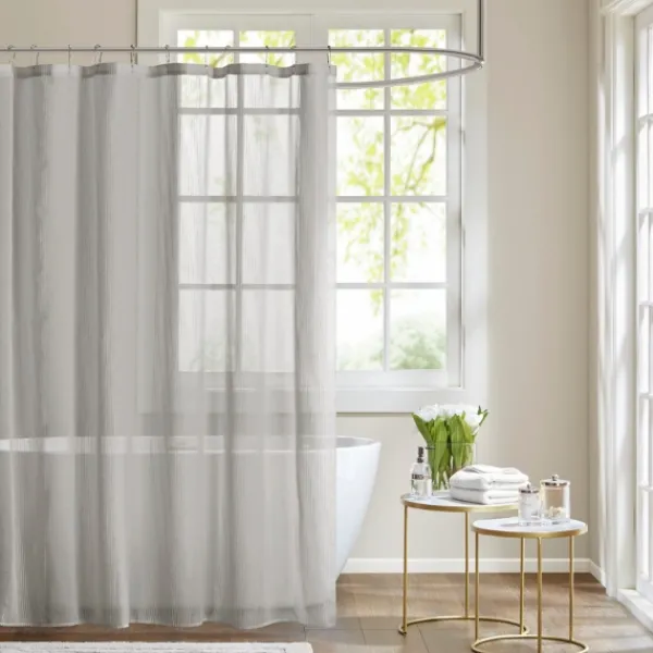 Shower Curtains-Kirkland's Home Sheer Shower Curtain Gray