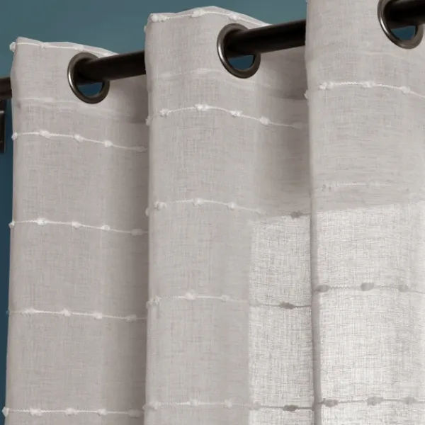 Curtains & Drapes-Kirkland's Home Sheer Textured Curtain Panel Set, 84 In. Gray