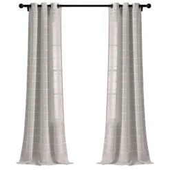 Curtains & Drapes-Kirkland's Home Sheer Textured Curtain Panel Set, 84 In. Gray