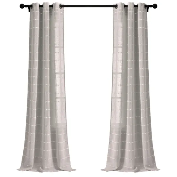 Curtains & Drapes-Kirkland's Home Sheer Textured Curtain Panel Set, 84 In. Gray