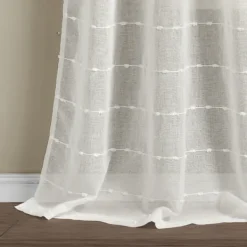 Curtains & Drapes-Kirkland's Home Sheer Textured Curtain Panel Set, 84 In White