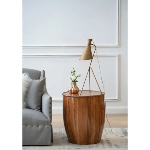 Accent & End Tables-Kirkland's Home Sheesham And Mango Wood Drum Accent Table