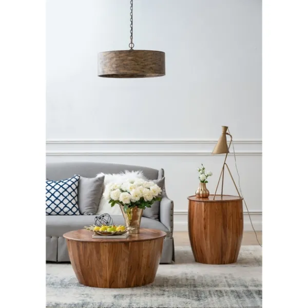 Accent & End Tables-Kirkland's Home Sheesham And Mango Wood Drum Accent Table