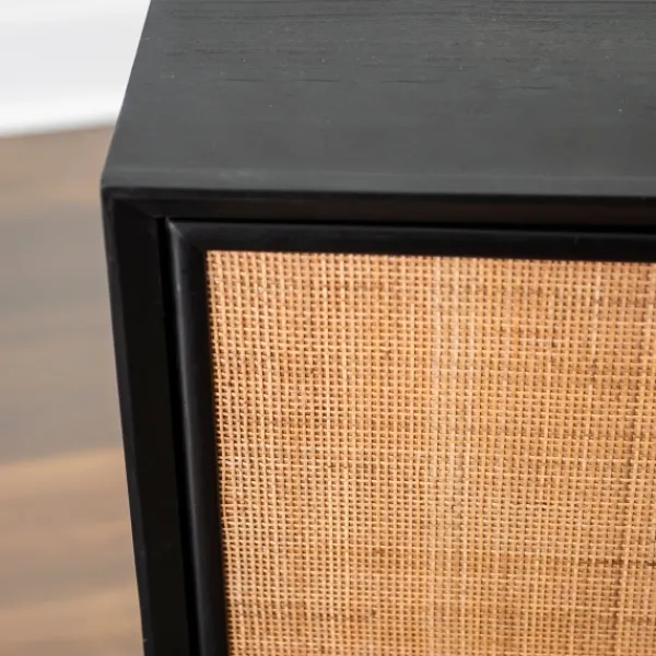 Cabinets & Sideboards-Kirkland's Home Shelby And Natural Cane Cabinet Black