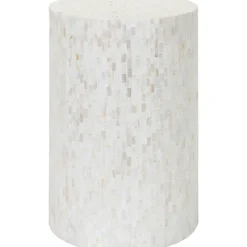 Accent & End Tables-Kirkland's Home Shell Cylinder Frame Accent Table White