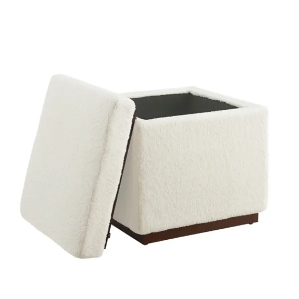 Benches & Ottomans-Kirkland's Home Sherpa Cube Storage Ottoman Ivory