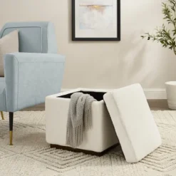 Benches & Ottomans-Kirkland's Home Sherpa Cube Storage Ottoman Ivory