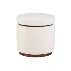 Benches & Ottomans-Kirkland's Home Sherpa Upholstered Storage Ottoman White