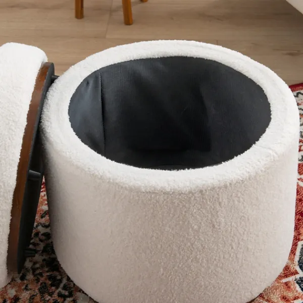 Benches & Ottomans-Kirkland's Home Sherpa Upholstered Storage Ottoman White