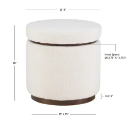 Benches & Ottomans-Kirkland's Home Sherpa Upholstered Storage Ottoman White