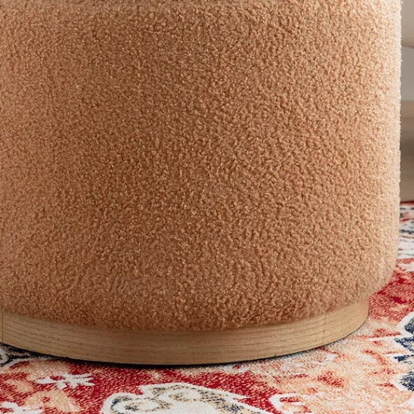 Benches & Ottomans-Kirkland's Home Sherpa Upholstered Storage Ottoman Tan