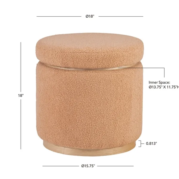 Benches & Ottomans-Kirkland's Home Sherpa Upholstered Storage Ottoman Tan