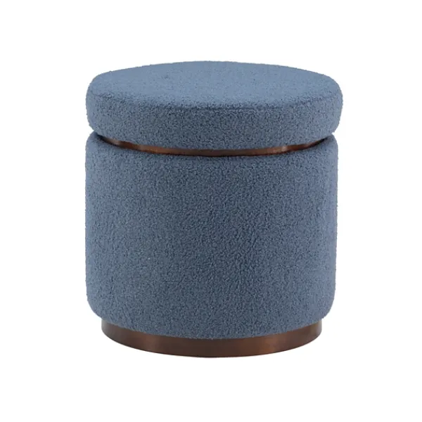 Benches & Ottomans-Kirkland's Home Sherpa Upholstered Storage Ottoman Blue