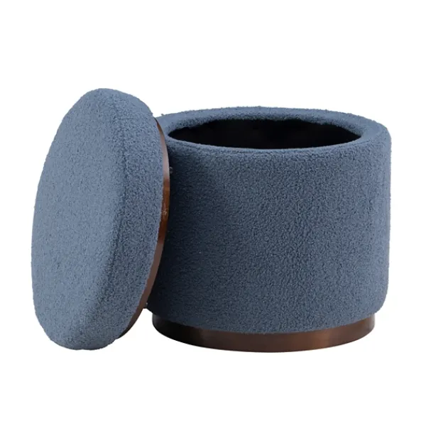 Benches & Ottomans-Kirkland's Home Sherpa Upholstered Storage Ottoman Blue