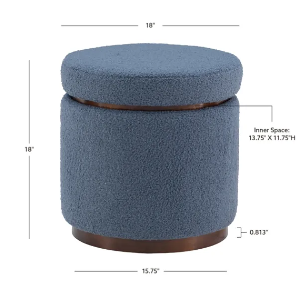 Benches & Ottomans-Kirkland's Home Sherpa Upholstered Storage Ottoman Blue