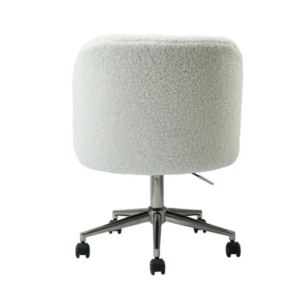 Office Furniture-Kirkland's Home Sherpa Upholstered Swivel Office Chair White