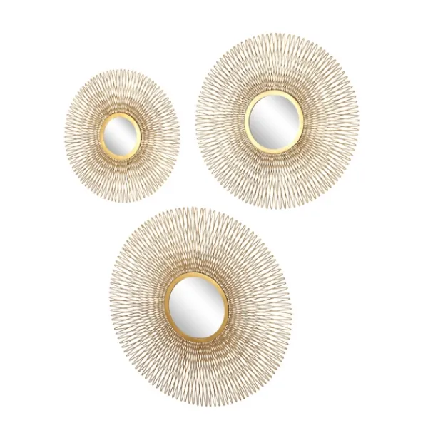 Wall Plaques-Kirkland's Home Shining Golden Sunburst 3-Pc. Wall Mirror Set