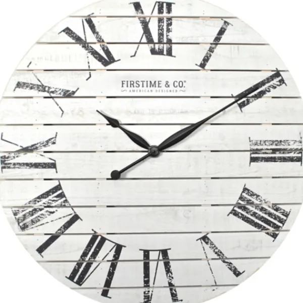 Clocks-Kirkland's Home Shiplap Coastal Wall Clock, 29 In. White