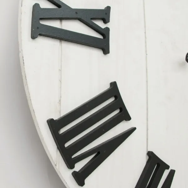 Clocks-Kirkland's Home Shiplap Whitewashed Wooden Wall Clock