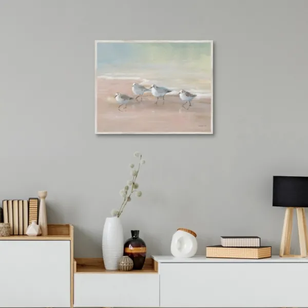 Canvas Art-Kirkland's Home Shorebirds On The Sand Framed Canvas Art Print Gray/Tan/White