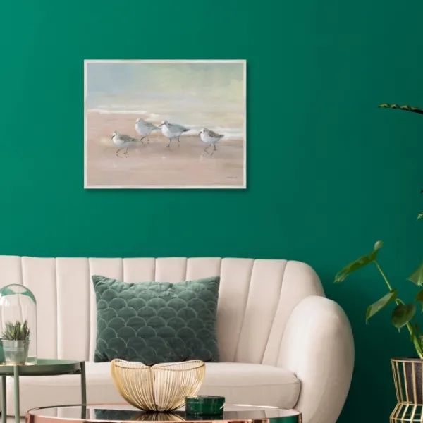 Canvas Art-Kirkland's Home Shorebirds On The Sand Framed Canvas Art Print Gray/Tan/White