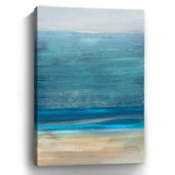 Canvas Art-Kirkland's Home Shoreline Brushstrokes Canvas Art Print, 32X48 In. White/Blue/Tan