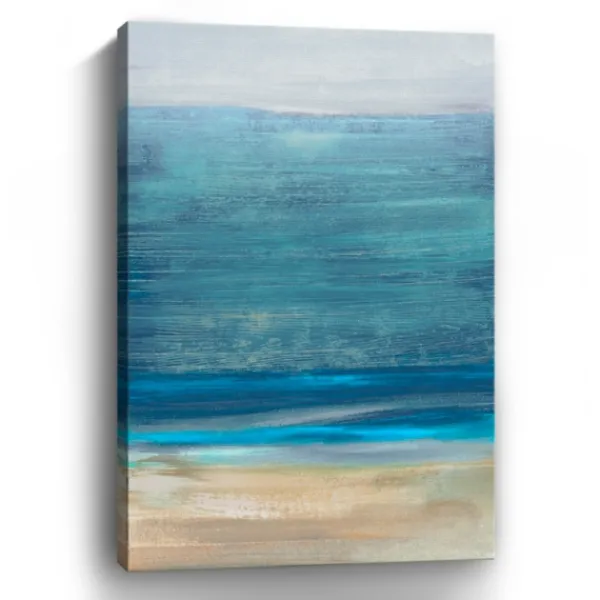 Canvas Art-Kirkland's Home Shoreline Brushstrokes Canvas Art Print, 32X48 In. White/Blue/Tan