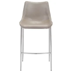 Bar Stools & Counter Height Stools-Kirkland's Home Silver & Beige Faux Leather Bar Stools, Set Of 2 Tan