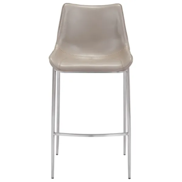 Bar Stools & Counter Height Stools-Kirkland's Home Silver & Beige Faux Leather Bar Stools, Set Of 2 Tan
