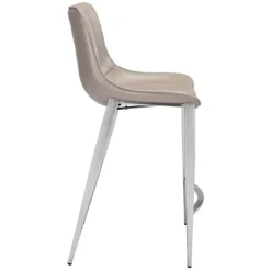 Bar Stools & Counter Height Stools-Kirkland's Home Silver & Beige Leather Counter Stools, Set Of 2 Tan