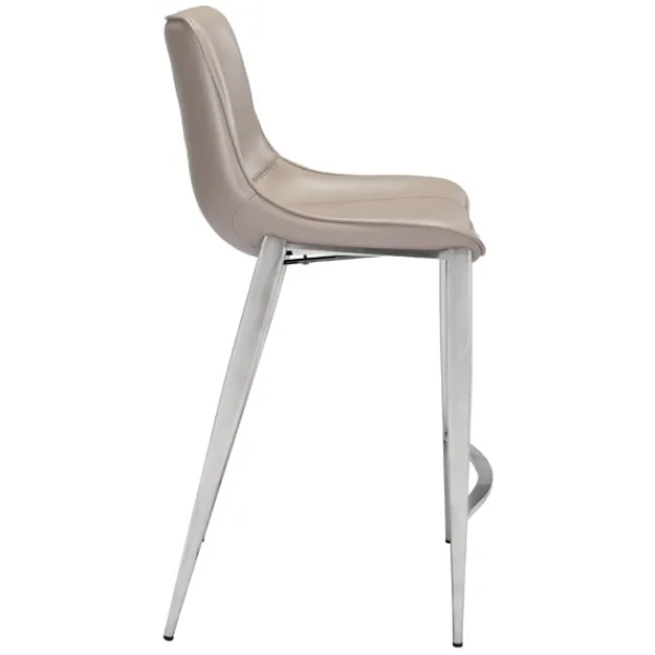 Bar Stools & Counter Height Stools-Kirkland's Home Silver & Beige Leather Counter Stools, Set Of 2 Tan