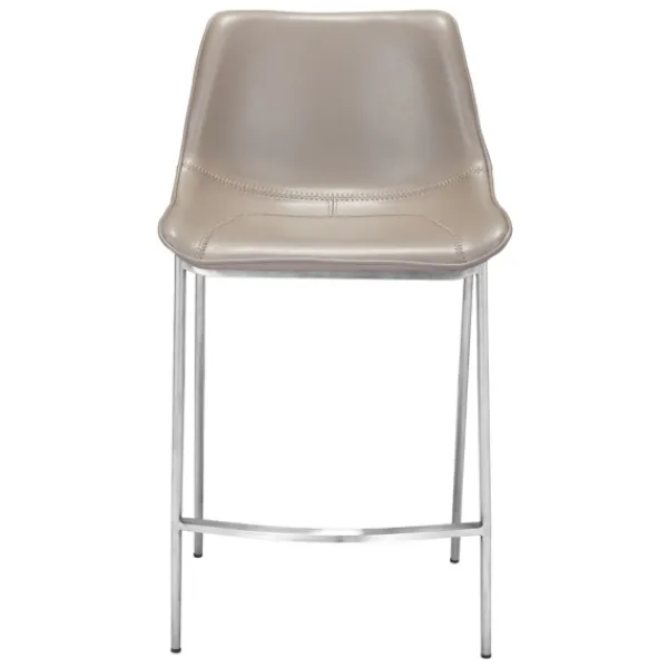Bar Stools & Counter Height Stools-Kirkland's Home Silver & Beige Leather Counter Stools, Set Of 2 Tan