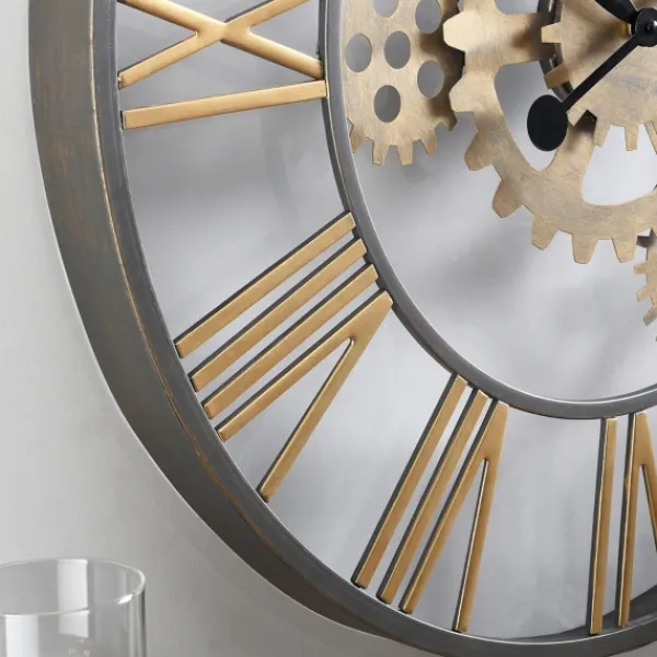 Clocks-Kirkland's Home Silver And Gold Benton Gears Wall Clock