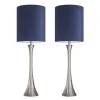Table Lamps-Kirkland's Home Silver And Tapered Table Lamps, Set Of 2 Blue