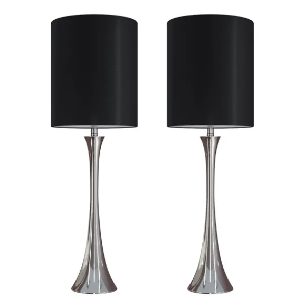 Table Lamps-Kirkland's Home Silver And Tapered Table Lamps, Set Of 2 Black