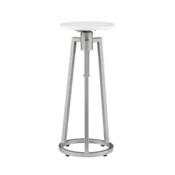 Accent & End Tables-Kirkland's Home Silver And White Marble Adjustable Drink Table Silver/White