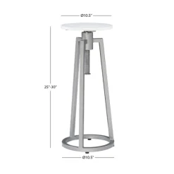 Accent & End Tables-Kirkland's Home Silver And White Marble Adjustable Drink Table Silver/White
