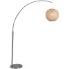 Floor Lamps-Kirkland's Home Silver Arch Woven Shade Floor Lamp Tan