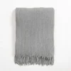 Blankets & Throws-Kirkland's Home Silver Blue Chenille Ribbed Throw Gray
